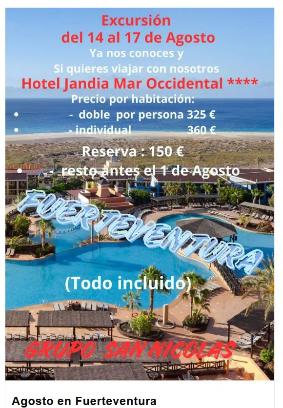 Lee más sobre el artículo Fuerteventura  del 14 al 17 Agosto