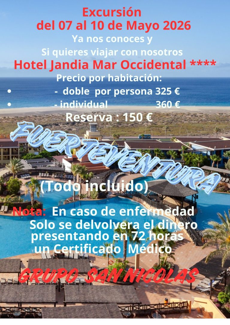 Lee más sobre el artículo Excursión Fuerteventura del 7 al 10 de Mayo