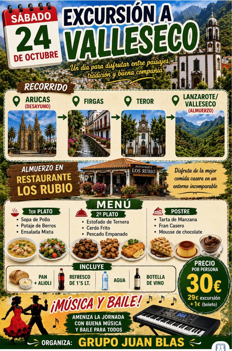 Lee más sobre el artículo Excursión a Valleseco 24 de Octubre de 2026